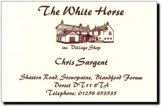 Business card for the White Horse